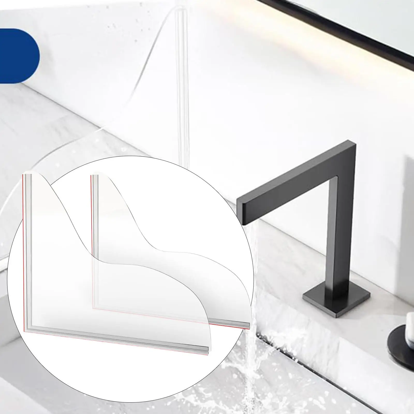 

2x брызговики для душа, прозрачная для столешницы раковины в ванной комнате, простая в установке