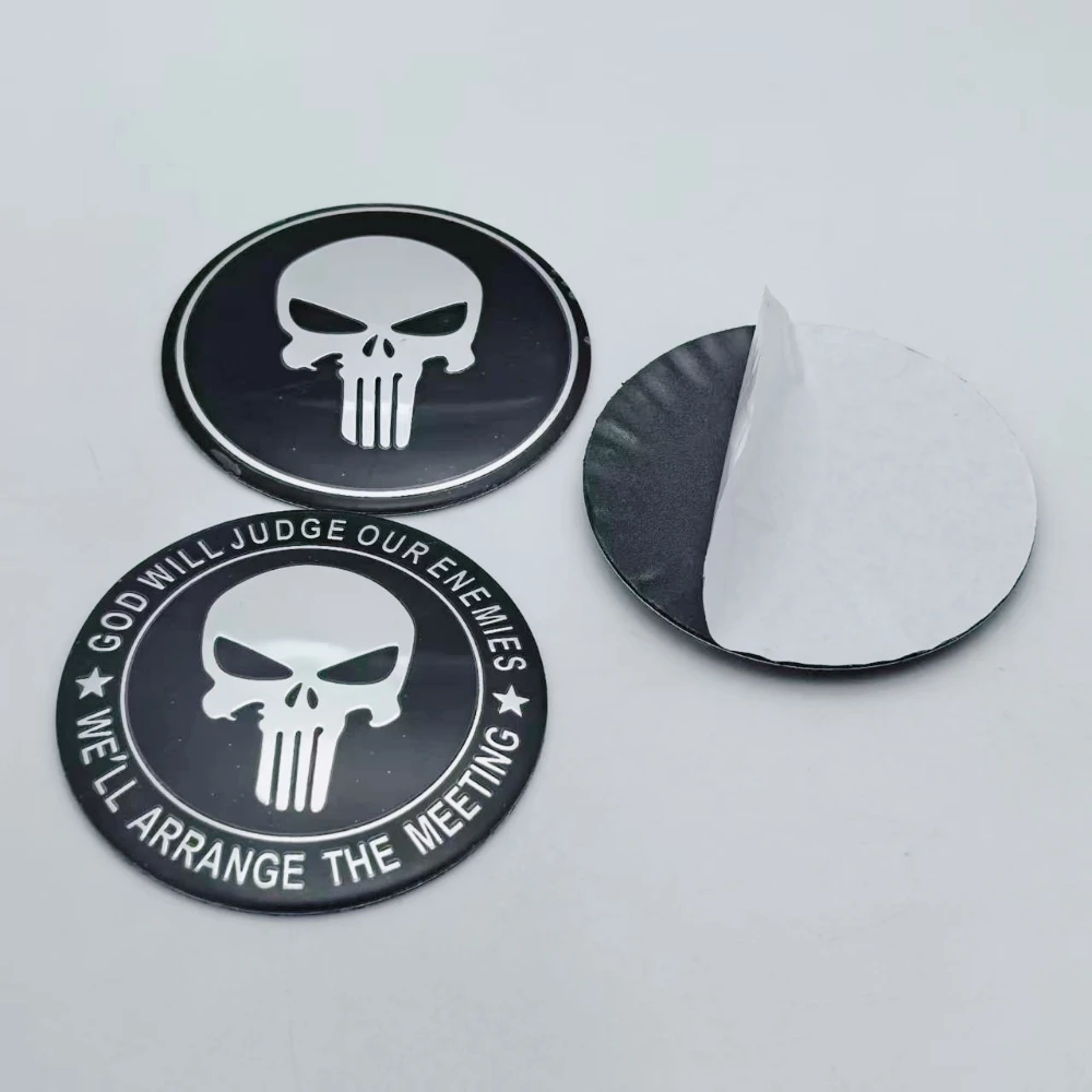 4pcs 3D 45mm 56mm 65mm Skull Emblem Car Stickers Auot Accessories for Car Wheel Center Caps Hub Dust Cap Rim Cover Hubcaps Badge view 2