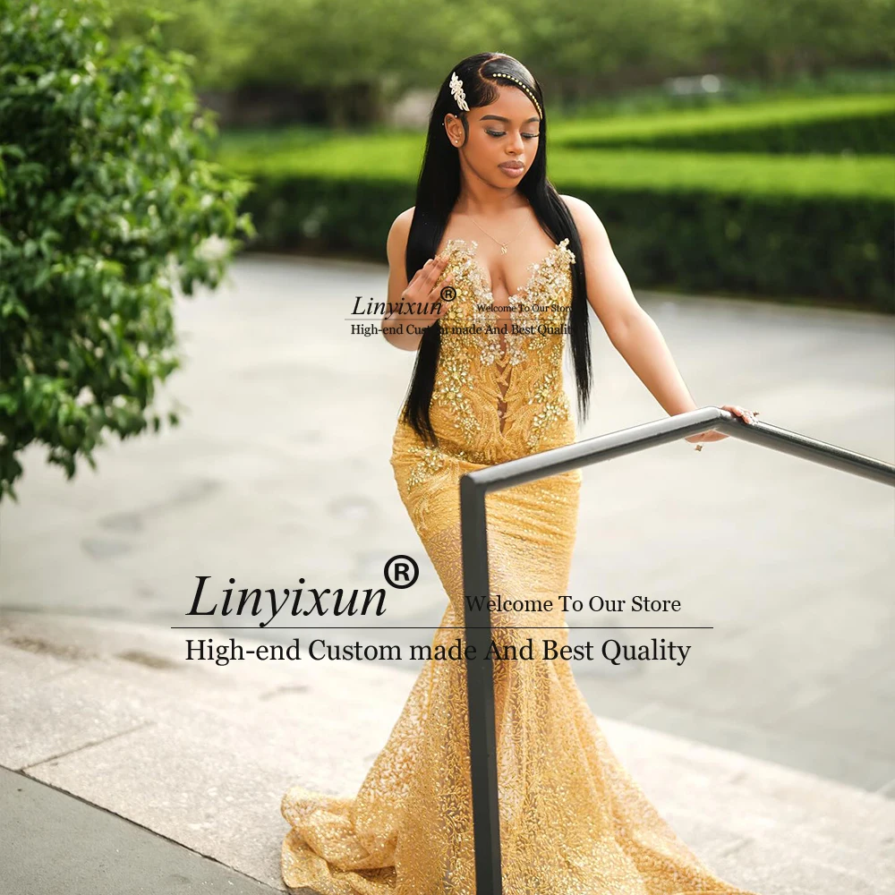 فساتين حفلة موسيقية رائعة بالترتر اللامع للفتيات كريستال بريق حورية البحر رداء حفلات الزفاف مخصص فيستدوس لارغوس فييستا