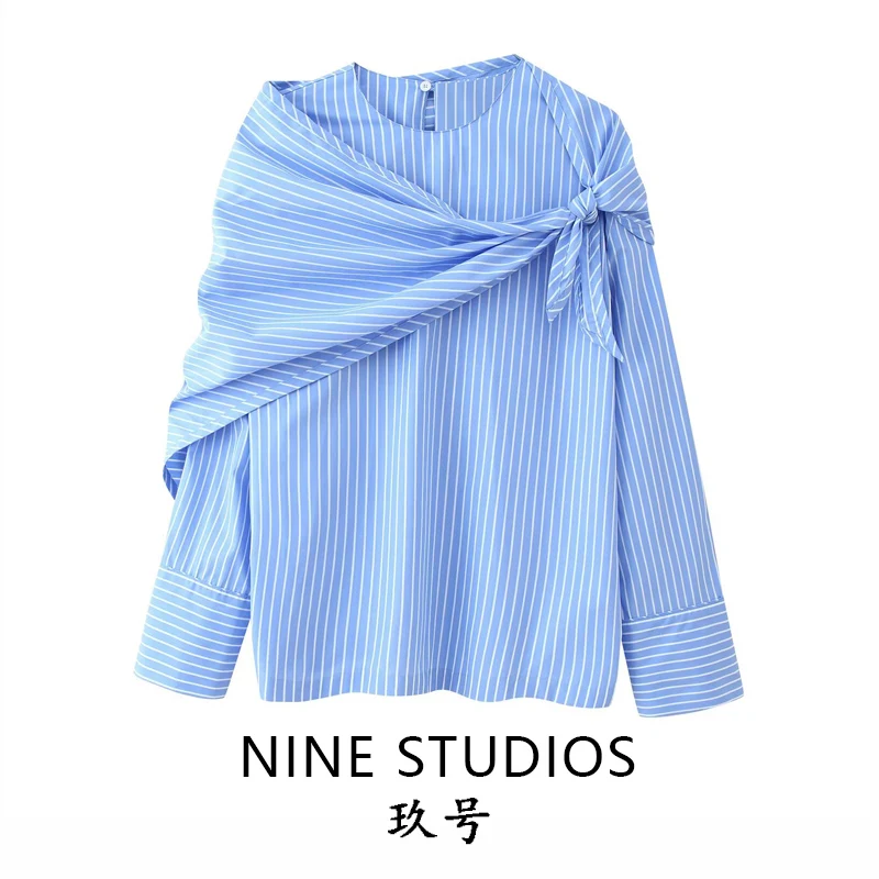 

Loose Striped Scarf irt Long Sve Women's Top Multi-Purpose Casual European Sle Polyester Fiber A-Line Sve Summer