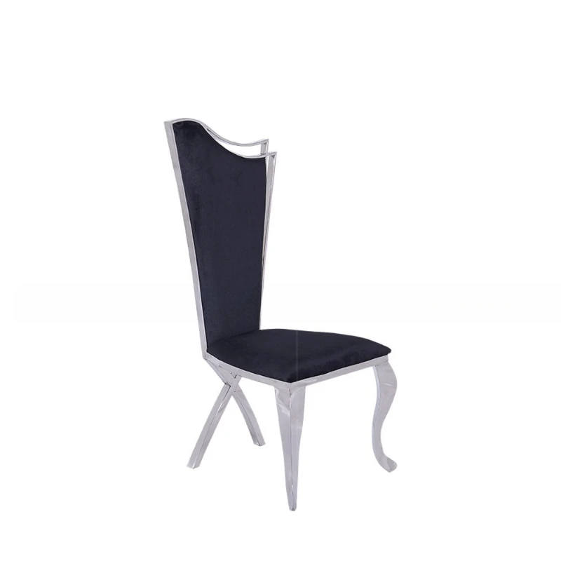 

Light luxury dining chair household high-end high-flannel soft bag back chair European gold stainless steel dining