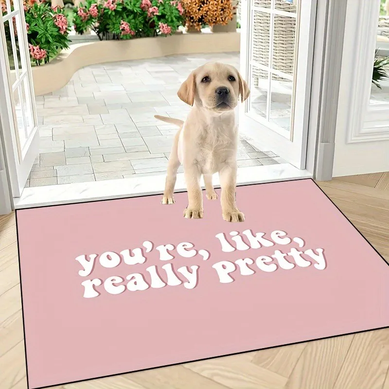 Pink 'You Are Like Really Pretty'  Doormat Anti-Slip Carpet for Kitchen Bedroom Living Room Entrance Rug Home Decor Doormat