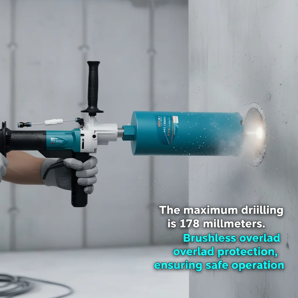 BLDW1-178 Brushless 2100W Electric Diamond Core Drill Machine 178mm Handheld Industrial Wall Drilling Concrete Water Drill