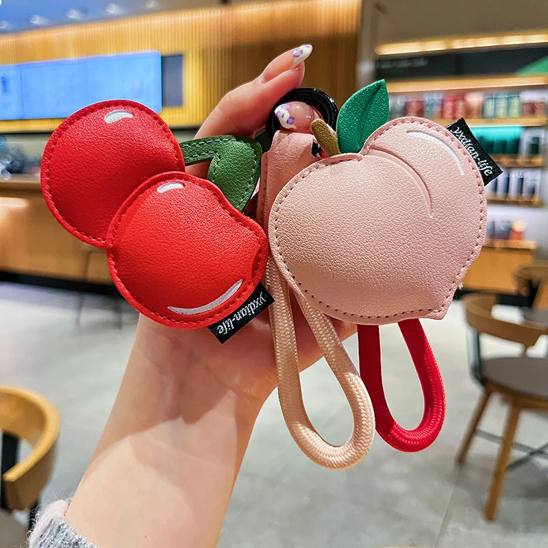 Creative Leather Fruit Keychain Cartoon Lemon Cherry Doll Exquisite Gifts Bags Hanging Accessories