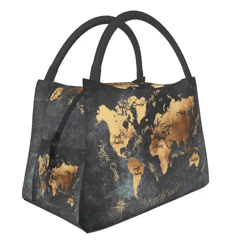 

Map Of The World Resuable Lunch Boxes for History Geography Cooler Thermal Food Insulated Lunch Bag Hospital Pinic Container