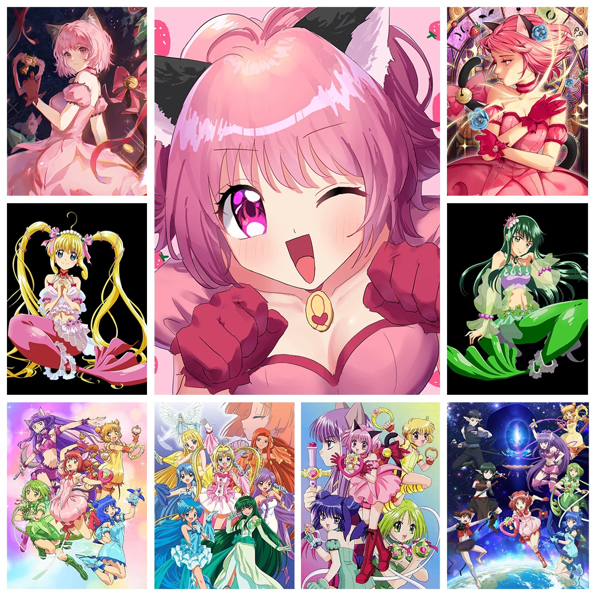 

Mew M-Mew Power 5D Diamond Painting Home Wall Art Decor Japanese Anime Magical Girl Embroidery Parent-Child DIY Holiday Gift