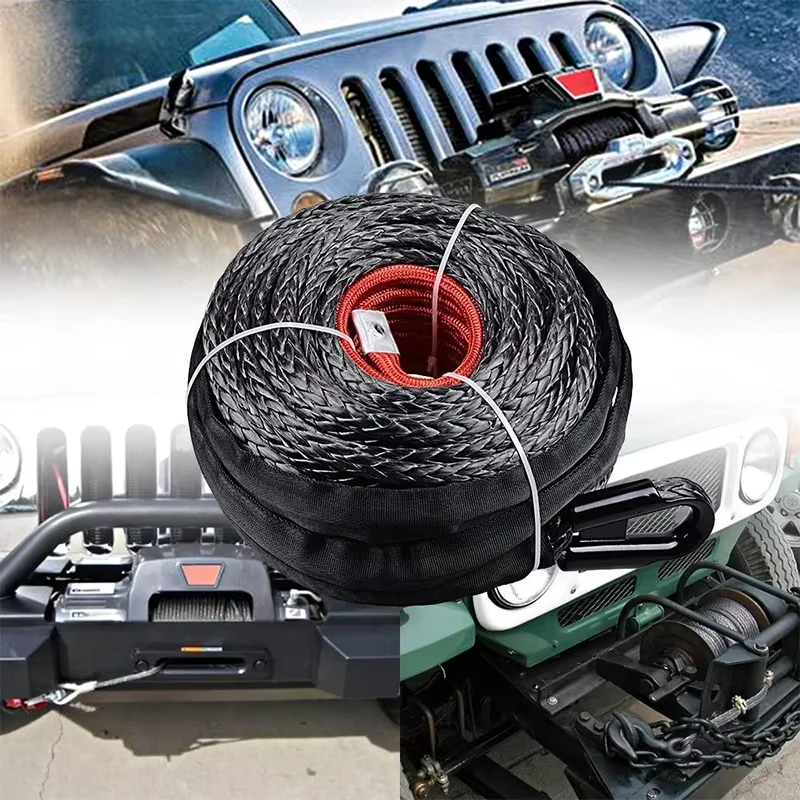 

23/25/26/29M Winch Rope String Line Cable with Sheath 9.5mm Synthetic Towing Rope Car Maintenance String for ATV UTV Off-Road