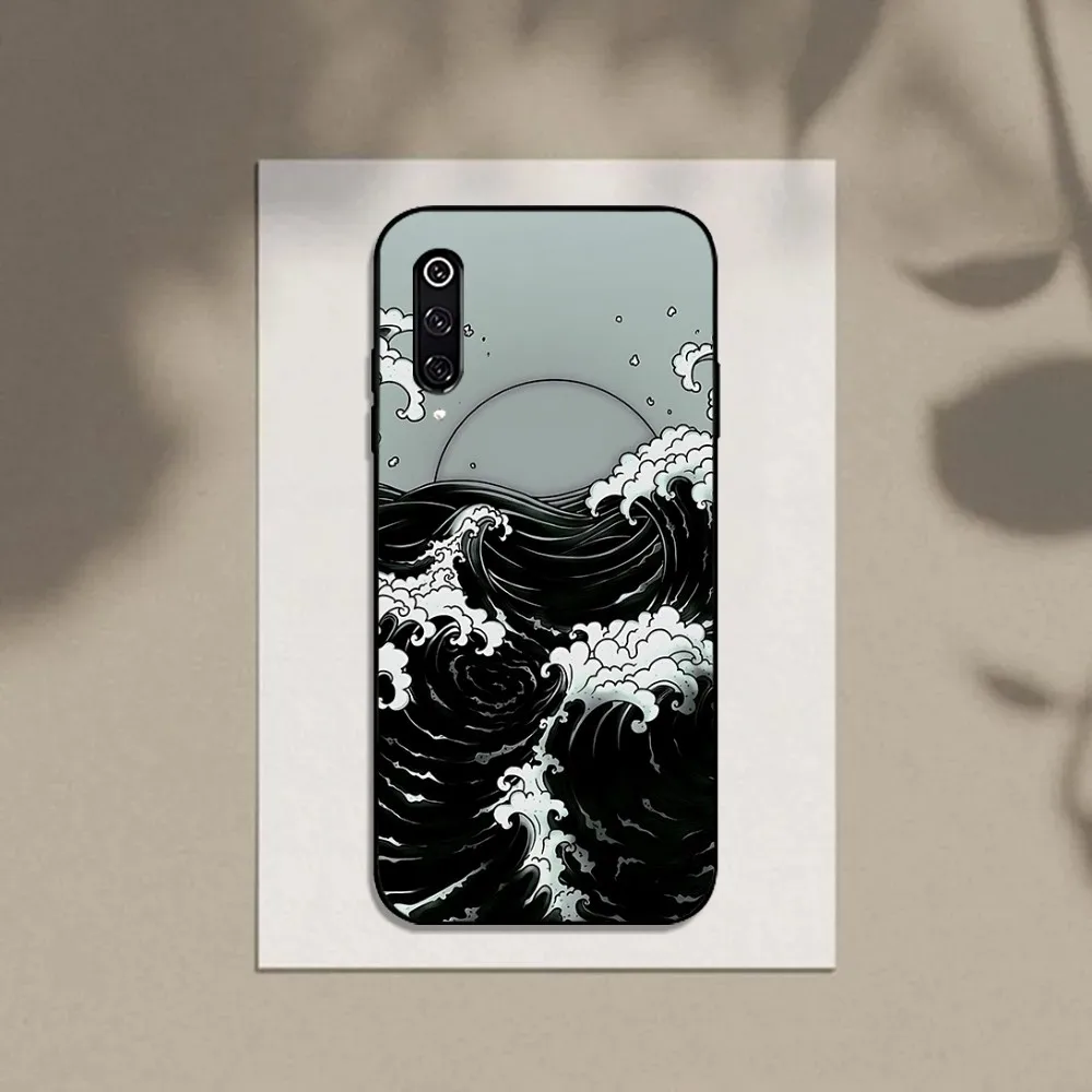 Japan Style Ukiyo-e Phone Case For Xiaomi 11 Redmi Note 11 5G 8T 9A 9 10T Note8Pro Note9 12SUltra Black Case