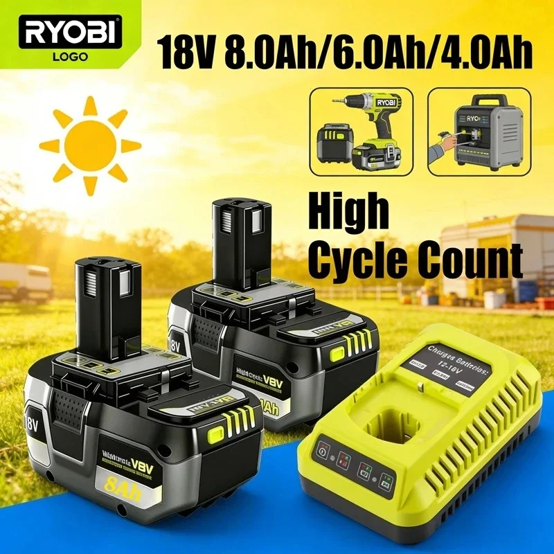 Nouvelle batterie rechargeable au lithium-ion 18V RYOBI P108 2026, entièrement compatible avec tous les outils 18V des séries P107, P105, P104 et P103