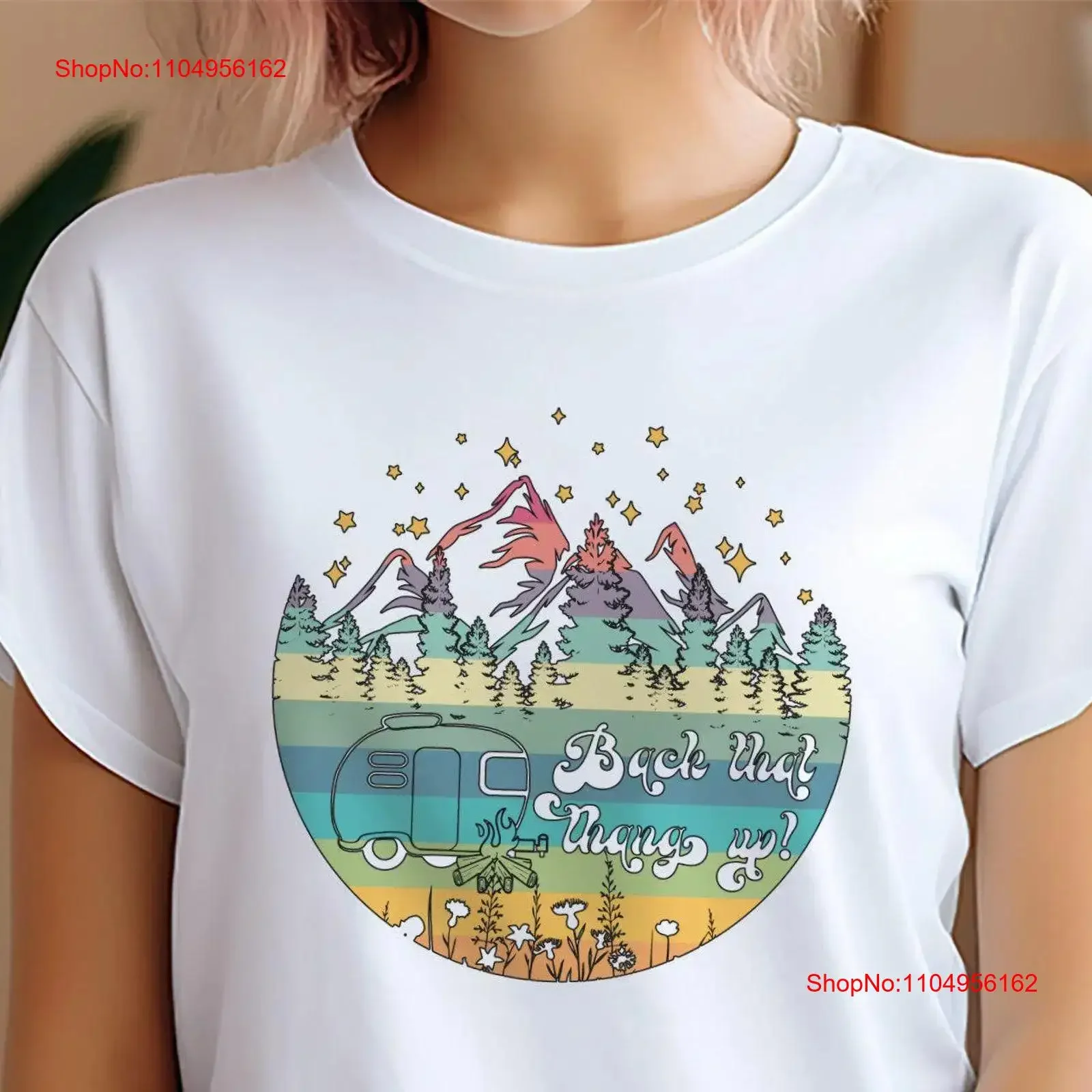 

Back That Thang Up T Shirt Fun Trailer and Mountain for Camping RV Lovers Outdoor Adventure Enthusiasts vintage Washed Soft