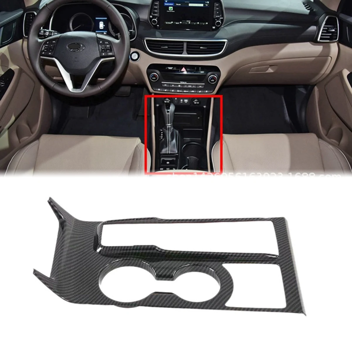 

ABS Carbon Fiber Look Car Interior Central Console Gear Shift Box Panel Cover Trim for Hyundai Tucson 2019-2020 Car Accessories