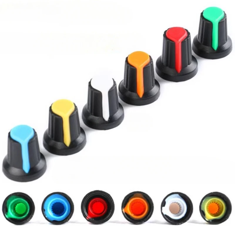 12pcs Potentiometer knob switch ( button A variety of colors) AG2 Plastic knob for Diameter 6mm Plum Handle WH148 switch cap