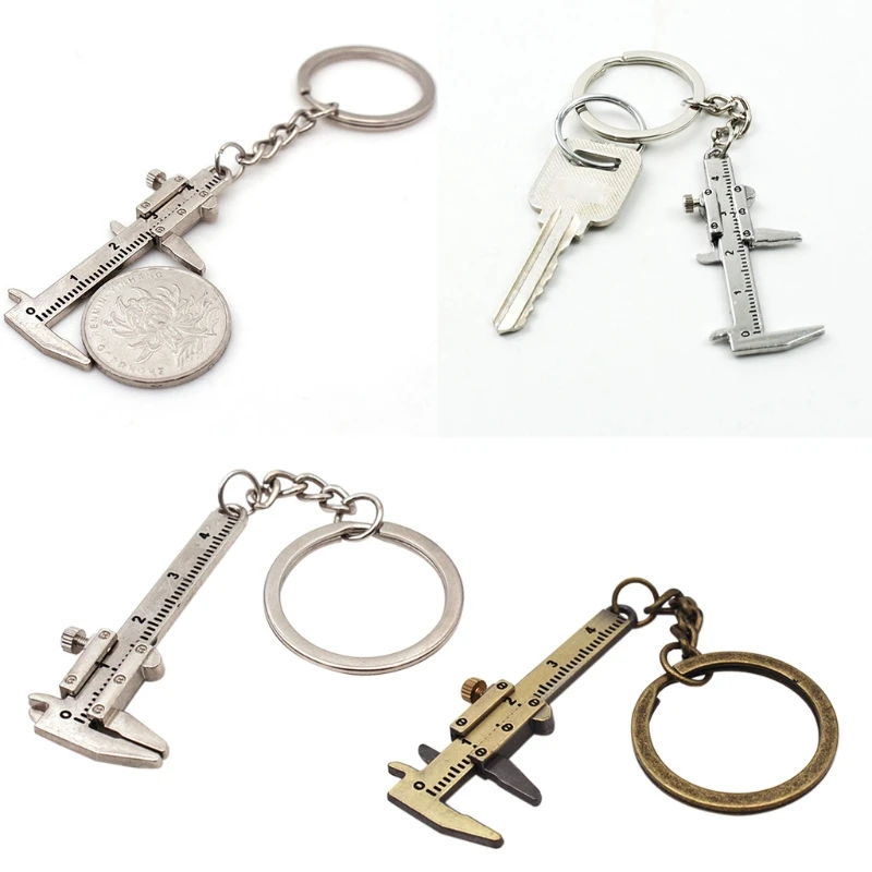 Mini Key Chain Tool Movable Vernier Caliper Ruler Sliding Key Holder Rings Keychain Tools Cool Gift Ideas for Men Women F3MD