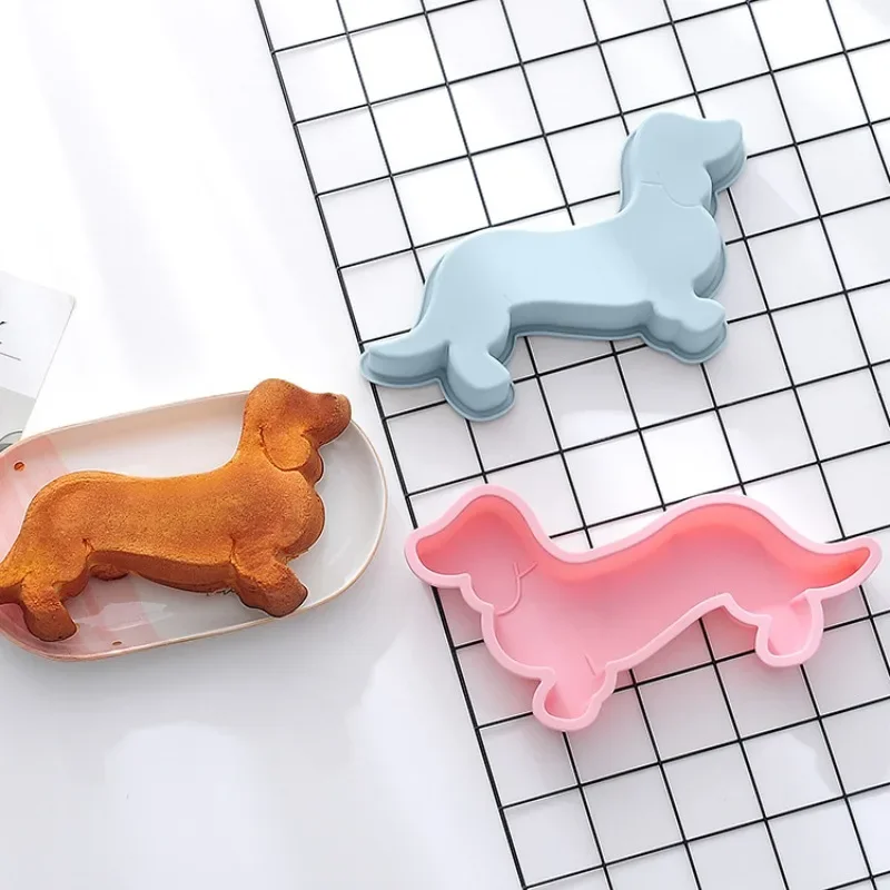 Cute Dachshund Small Animal Shape Silicone Mold, Cake Mold, Large Dessert Bread Baking, Baking Tray, Cake Decoration Accessories