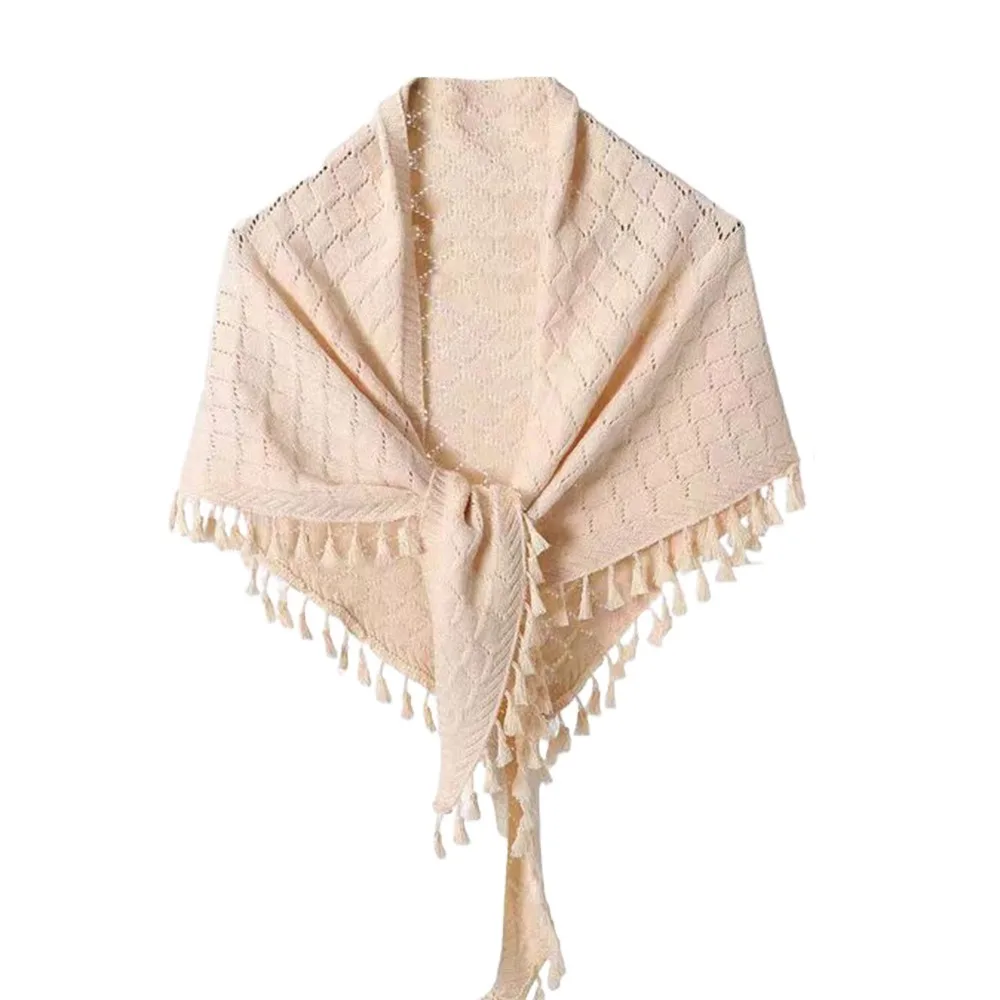 

Новый ажурный зимний треугольный шарф, вязаная теплая шаль на плечо, мягкая корейская накидка на шею для женщин