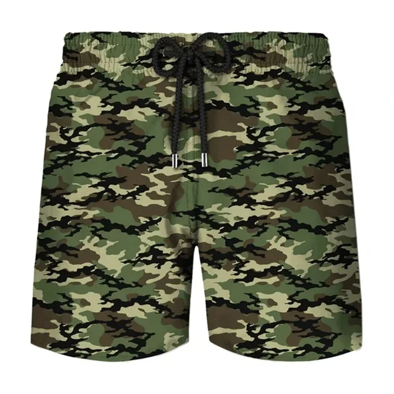 Pantalones cortos con estampado de camuflaje de bosque clásico para hombre, bañadores deportivos de moda, pantalones cortos de playa de viaje