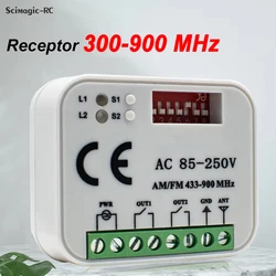 2CH RX Multi 433 a 900 Mhz Receiver Garage Door Opener Remote Control Gate External Multi-brand Controller Switch 12V 24V 220V