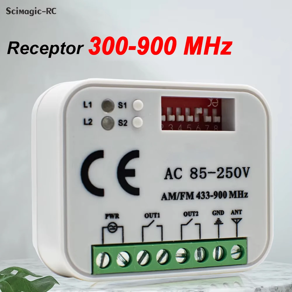 2CH 433 a 900 Mhz Receiver Garage Door Opener Remote Control Gate External Multi-brand Controller Switch 12V 24V 220V