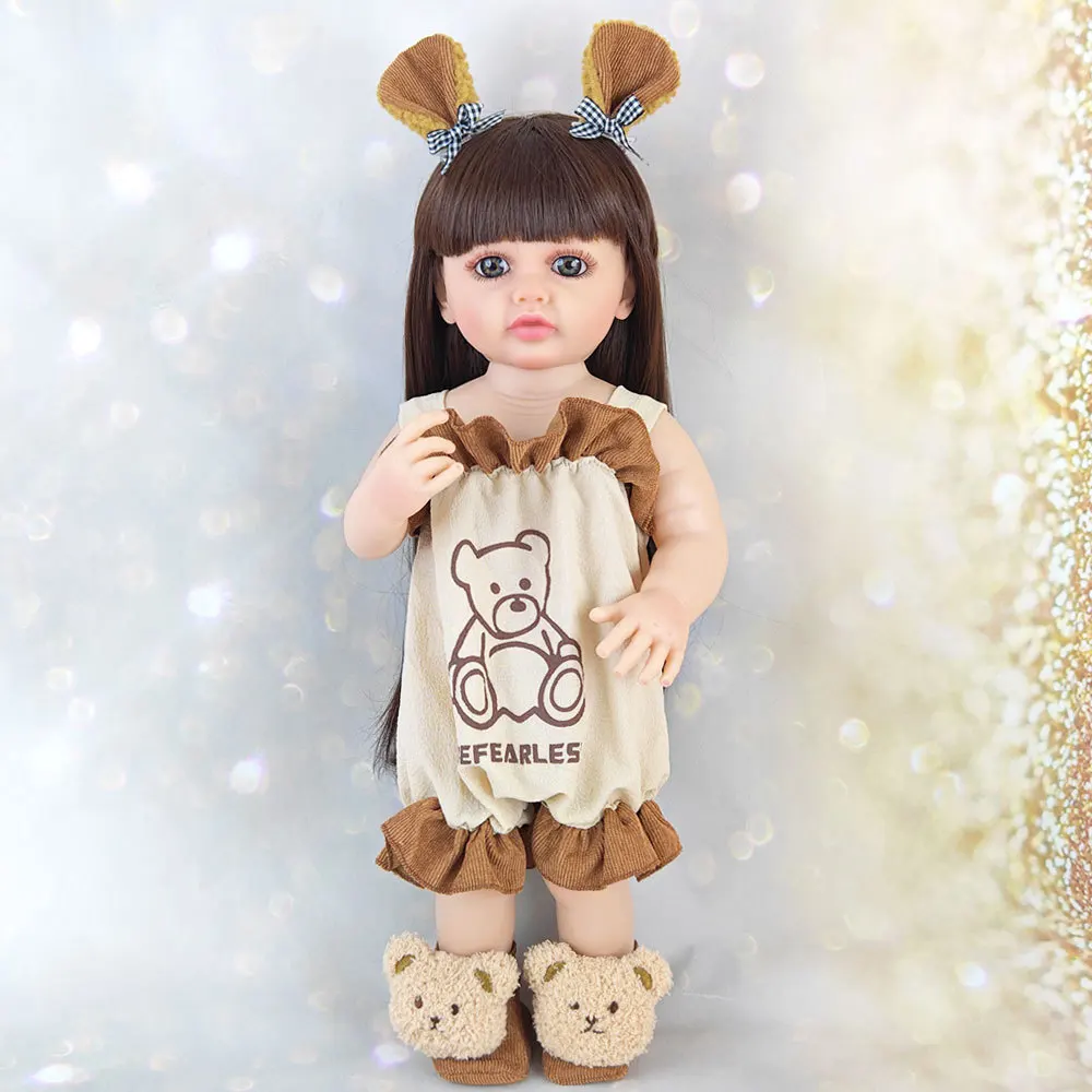 

22Inch 55CM Realistic Bebe Reborn Doll Soft Silicone Vinyl Body Cute Newborn Washable Accompany Toy Toddler Birthday Gift