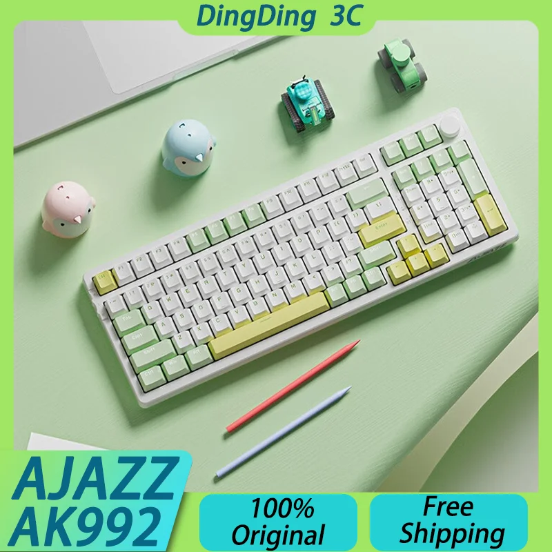 AJAZZ AK992 Tri-mode Wireless Gaming Mechanical Keyboard Type-C Bluetooth Gasket Hot Swap PBT NKRO Laptop PC Gamer Custom Gifts