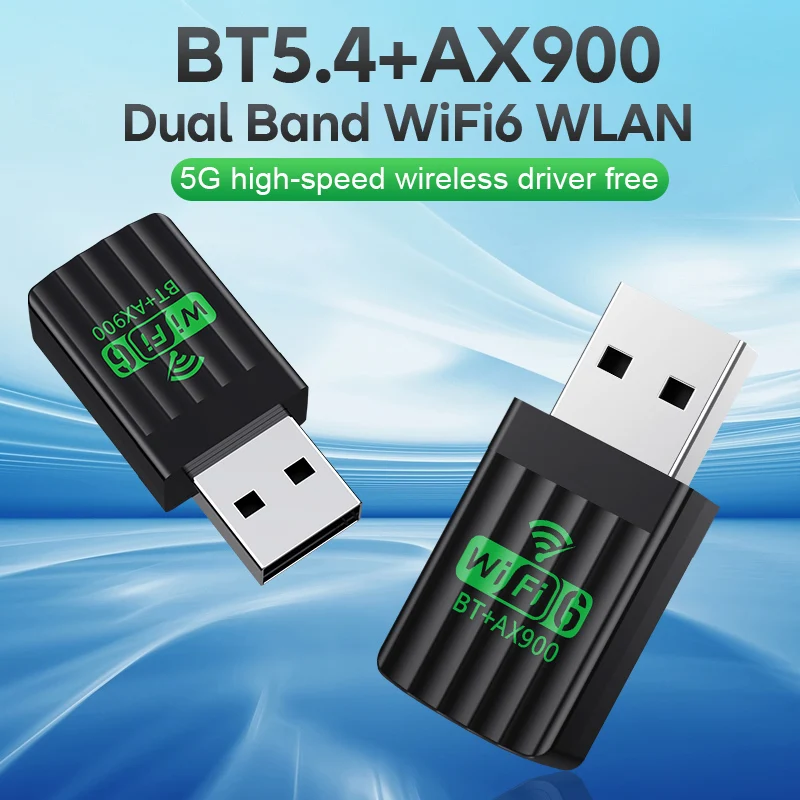Tarjeta de red sin controlador 2 en 1, WiFi6, Bluetooth 5,4, AX900Mbps, doble banda, 2,4G + 5GHz, adaptador receptor inalámbrico para PC, portátil, Win10/11