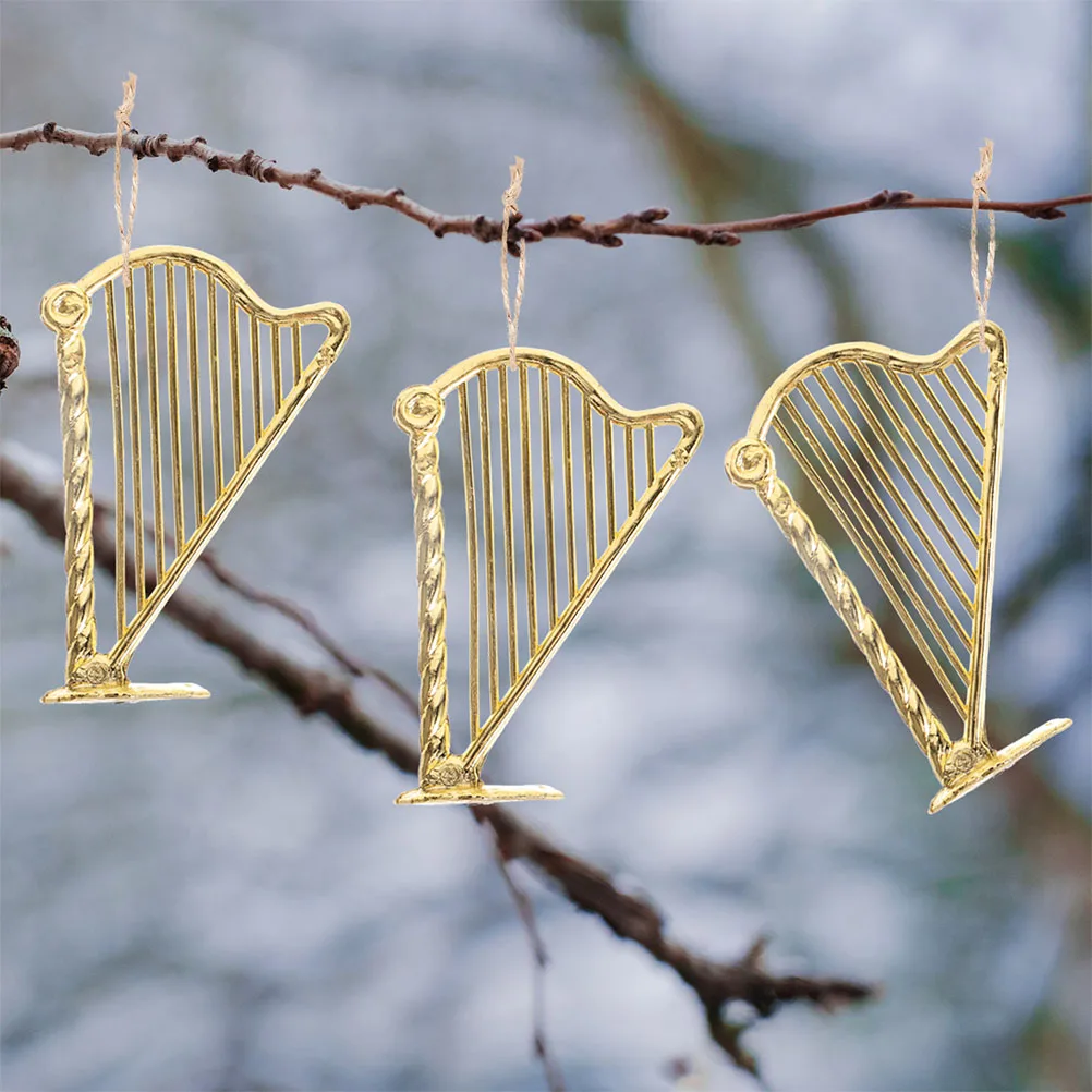 

15 Pcs Music Imitation Lyre Pendant Mini Harp Christmas Decor Ornaments Tree