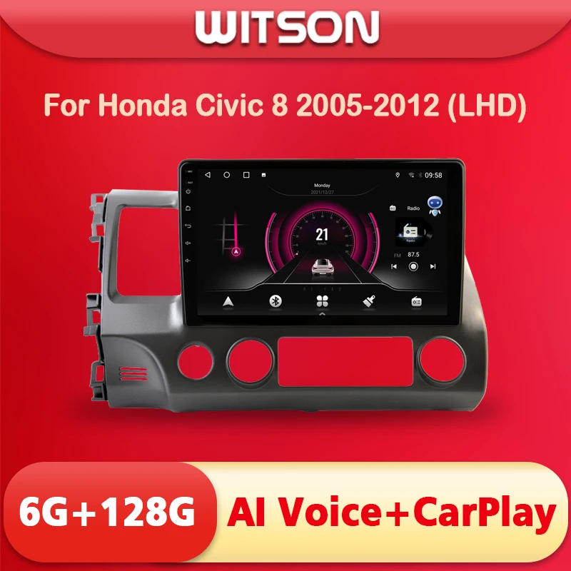 

WITSON 9 inch Android 11 AI VOICE 1 Din in Dash Car radio For HONDA CIVIC 2006-2011 Car auto stereo navigation