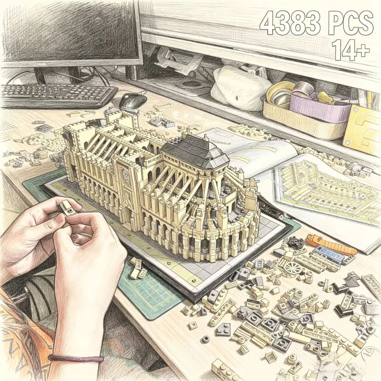 2026 New MOC Ancient Building Set, Featuring 4,383 Pieces of Large-scale Cathedral Construction Blocks, Is An Ideal Gift Choice.