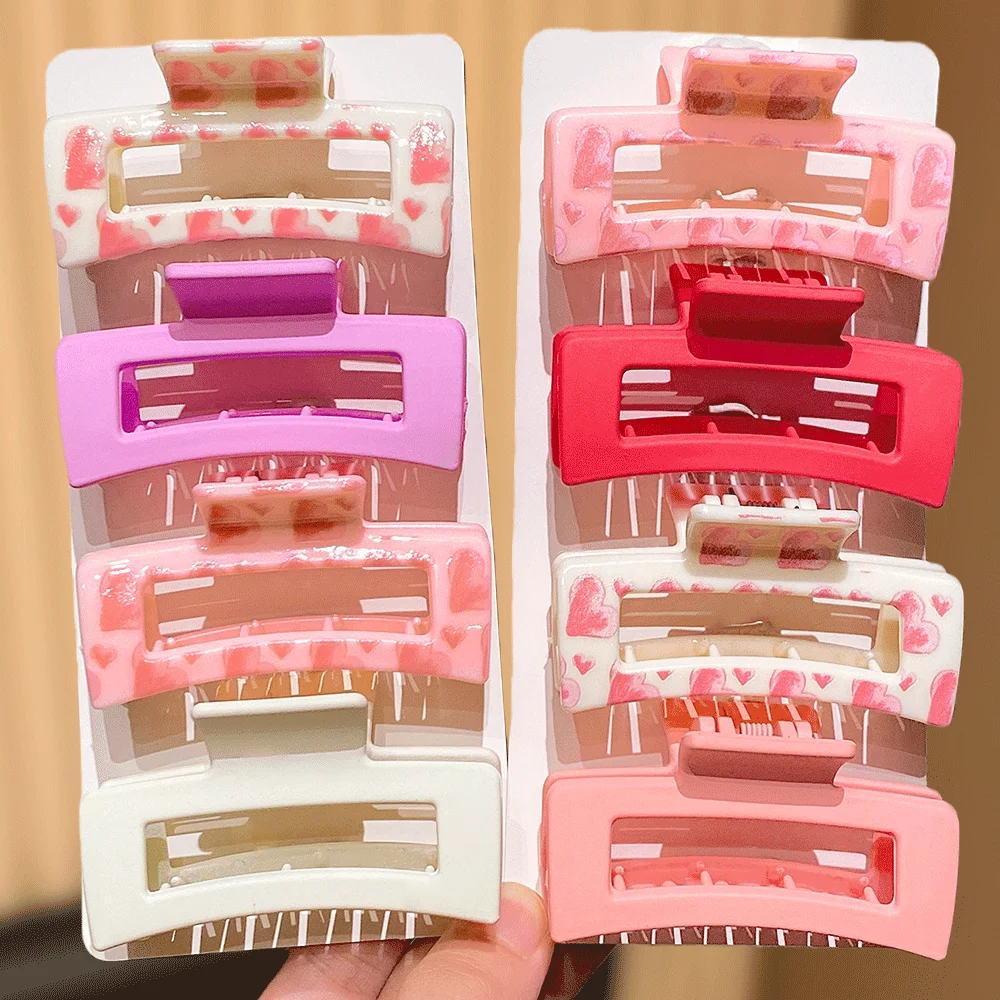 

8PCS Pink Heart Hair Grips Fashionable Versatile Cute Girls Valentine's Day Gift Daily Outfit Accessory