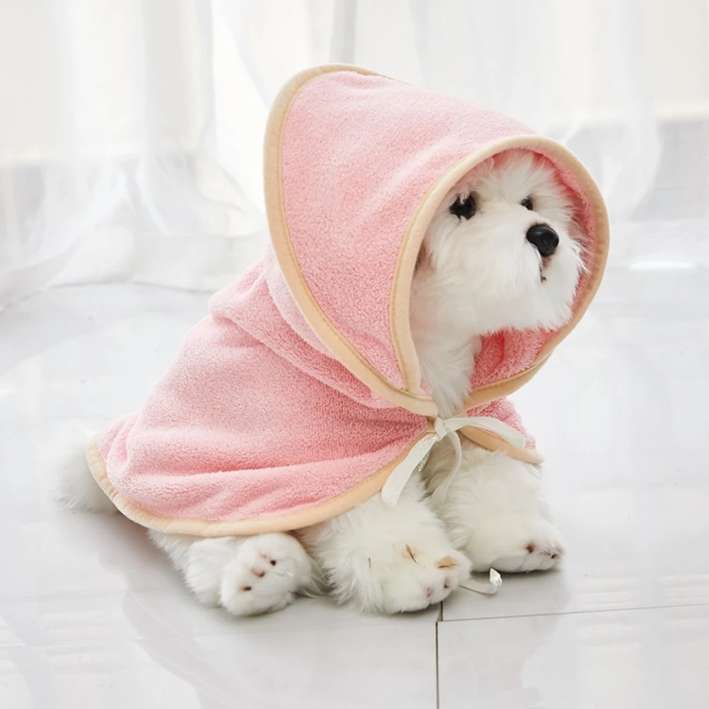 

Pet Bathrobe Quick Dry Water Absorbing Microfiber Dog Bath Towel Clothes Pink M Size Portable Super Absorbent Pet Supplies