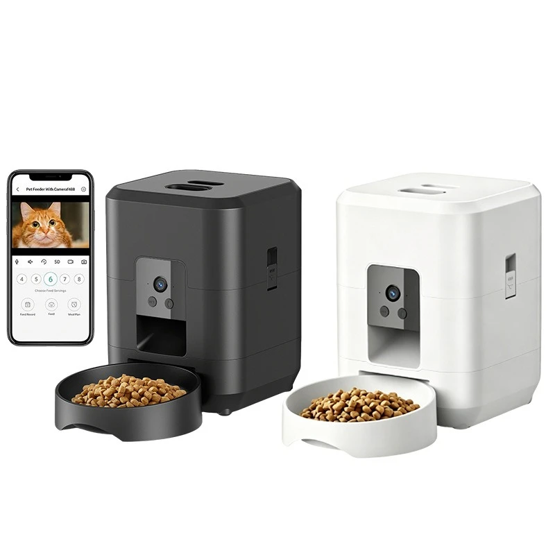 2L Smart Pet Feeder WiFi Camera Interactive Timed Portion Cat Dog Food Dispenser with Two-Way Audio Night Vision Remote Control