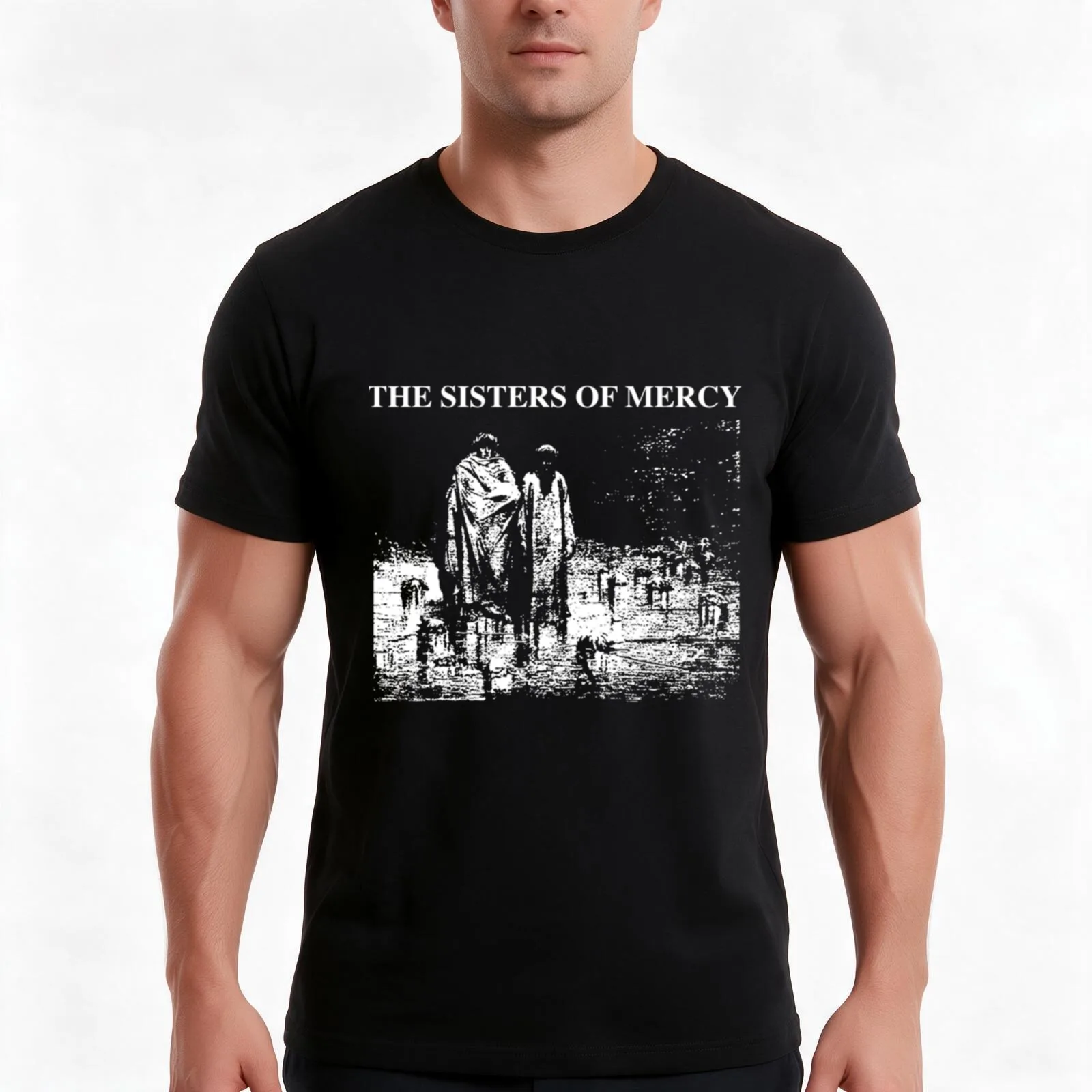Art The Sisters of Mercy ? Echo T-Shirt, Summer Casual Cotton Tee, Oversized Streetwear Tops, Vintage Graphic Print, 100% Cotton
