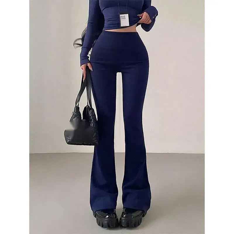 

Брюки Pure Desire Style с высокой талией, двусторонние, из бархата, расклешенные, удлиняющие ноги, повседневные, модные, сексуальные женские брюки, новинка 2026 года, 3ZPQ