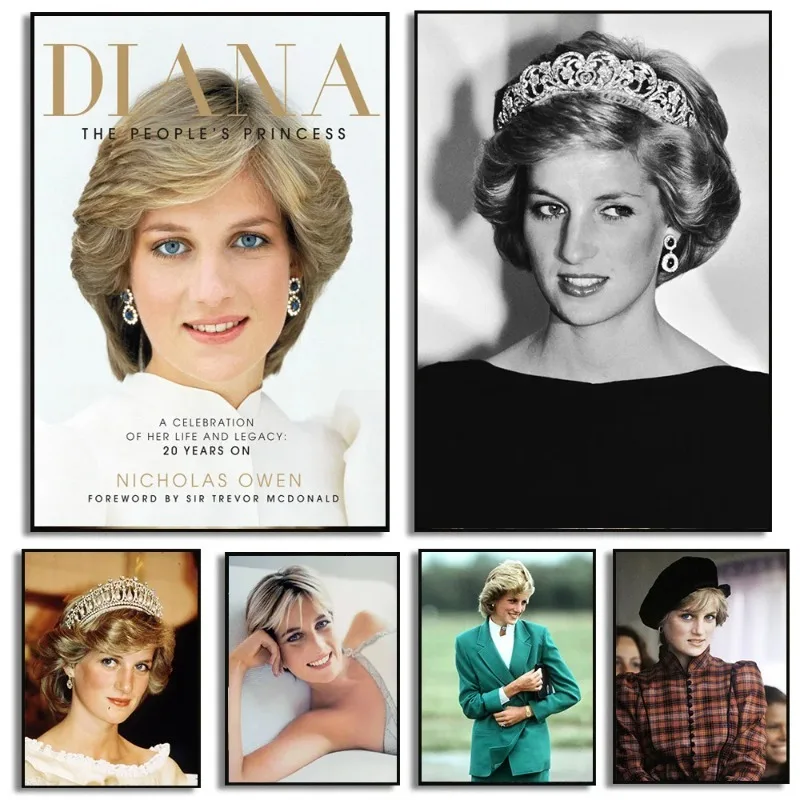 Vintage Diana Princess Poster Elegant Female Portrait Art Canvas Painting Wall Pictures Living Room Home Decor