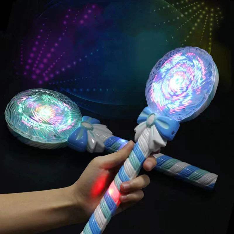 Children's Electric Flash Toys Dazzling Color With Light Music Lollipop Rotating Magic Wand Children Light-emitting Toys Gifts