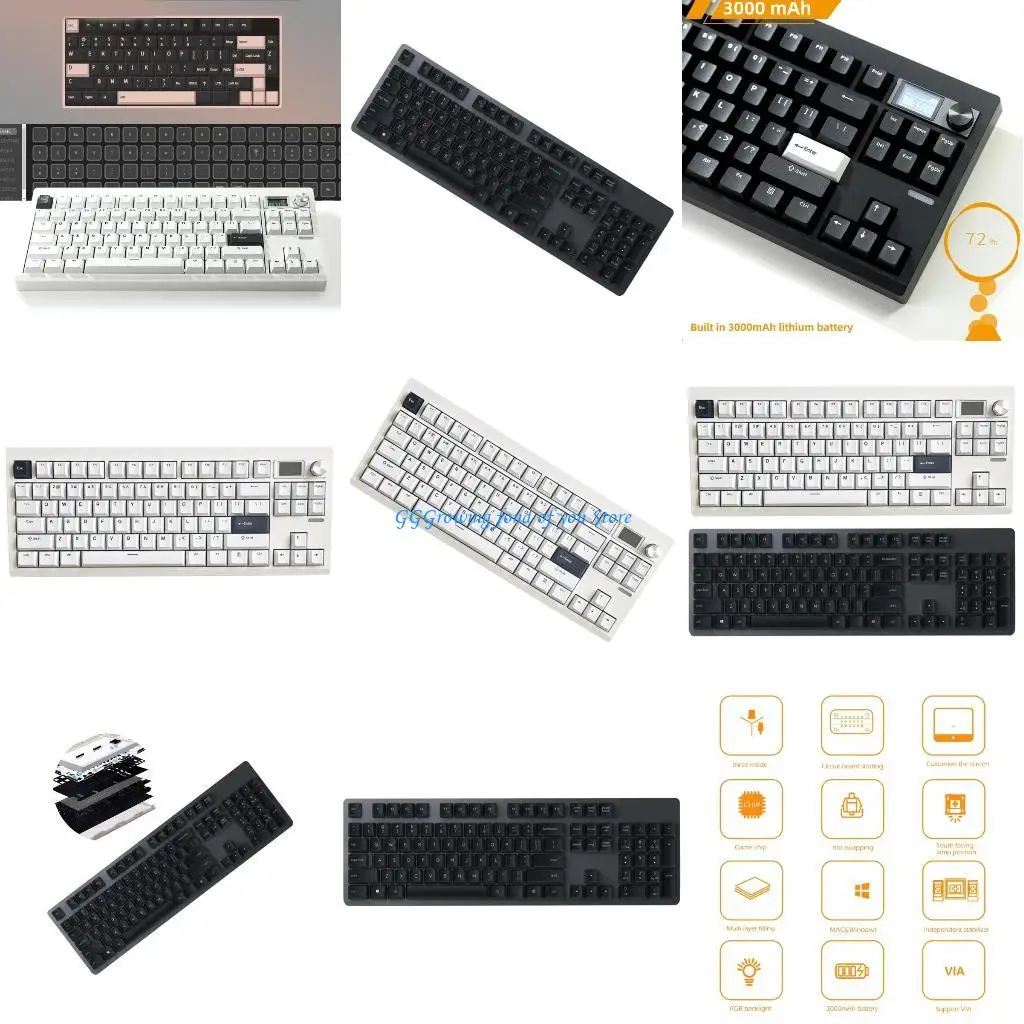 

H9EB GMK87 Mechanical Keyboard Hot Swappable Easy Replacement Support BT5/2.4G/Usb C for ESports Game Office