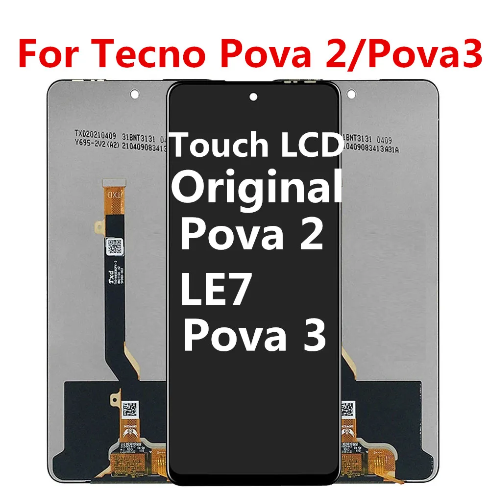 

6.9inch Original LCD For Tecno Pova 3 LCD LE7 Display Screen Touch Sensor Digitizer Assembly For Tecno Pova 2 LCD Repair Parts