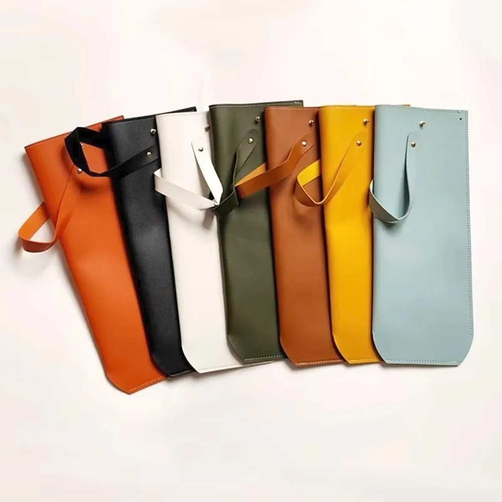 Luxury Reusable Wine Packaging Bag Protective Design with Handle Wine Tote Carrier Faux Leather Wine Bottle Bag Christmas Gift