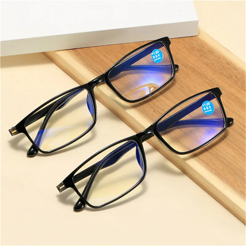 Seemfly Retro Anti Blue Rays Reading Glasses Ultralight TR90 Presbyopia Eyewear Men Optical Spectacle Computer Goggle 0 To +4.0