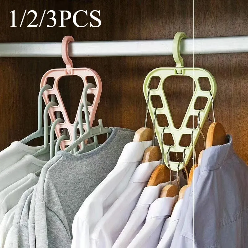 2/3Pcs 9-Hole Magic Clothes Hanger Closet Organizer Space Saving Multi-function Drying Racks Wardrobe Scarf Storage