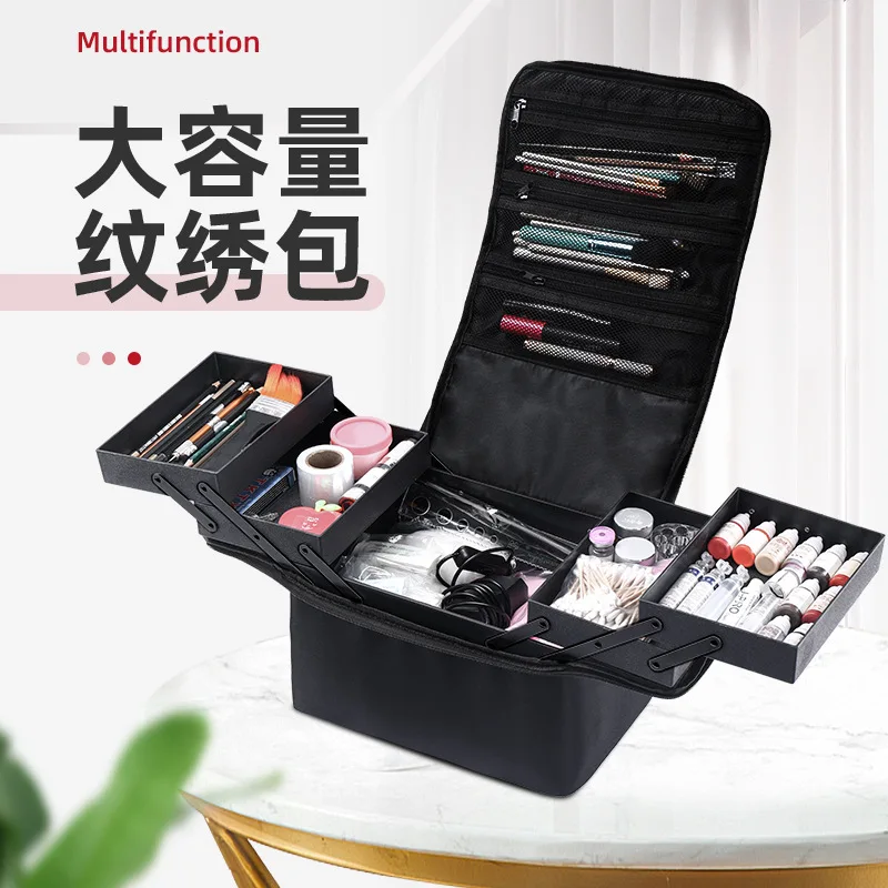 Large Large-capacity Multi-layer Professional Makeup Bag Handheld Nail Art Embroidery Makeup Tool Box