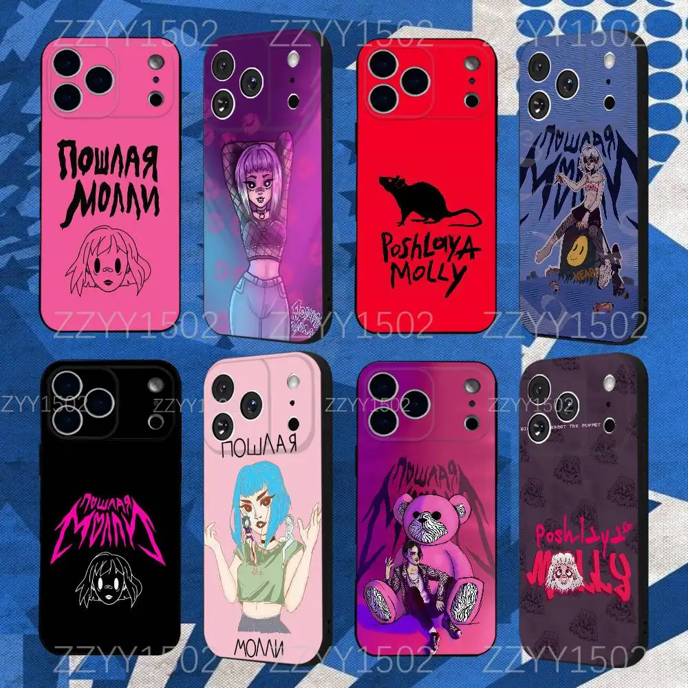 

Poshlaya Molly Band Phone Case For iPhone 17,16,15,14,13,12,Pro,Max,Plus,E,SE4,Air,Mini Black Funda Shell