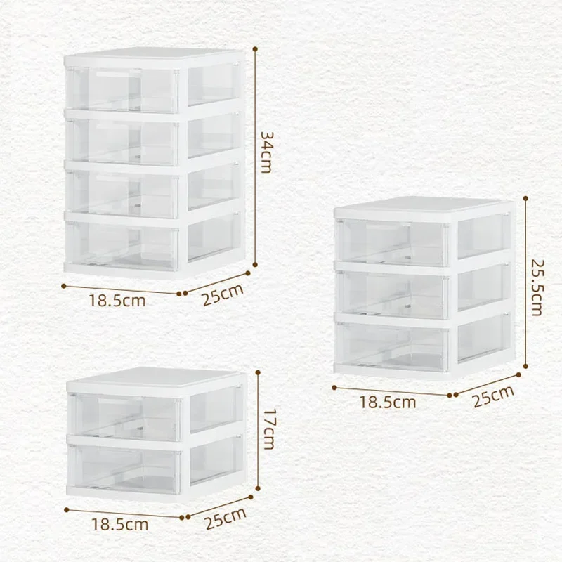 2/3/4 Layers Transparent Storage Cabinet | Plastic Stackable Storage Drawer Bins Desk Organizer Stackable Drawers for Desktop