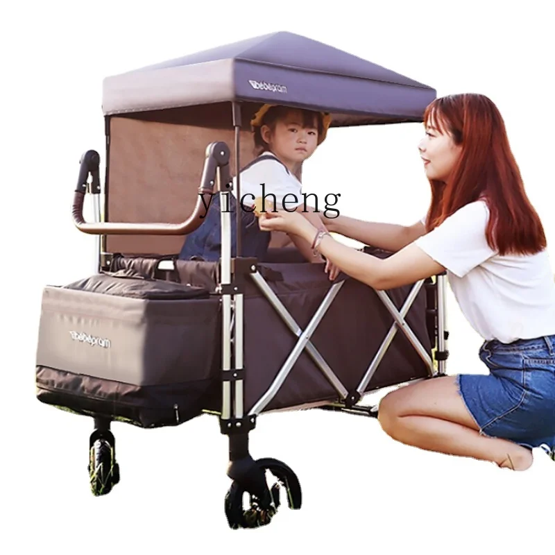 Tqh Outdoor Camp Car Baby Camping Trailer Folding Amusement Park Children Hand Pull Trolley