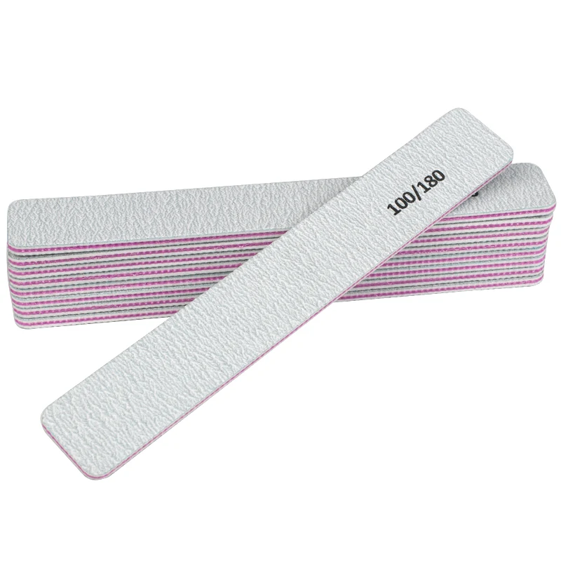 10szt/lot Szary pilnik do paznokci 100/180 Kwadratowy prosty limonkowy pilnik do manicure UV Gel Polish Remover Narzędzie do pielęgnacji paznokci