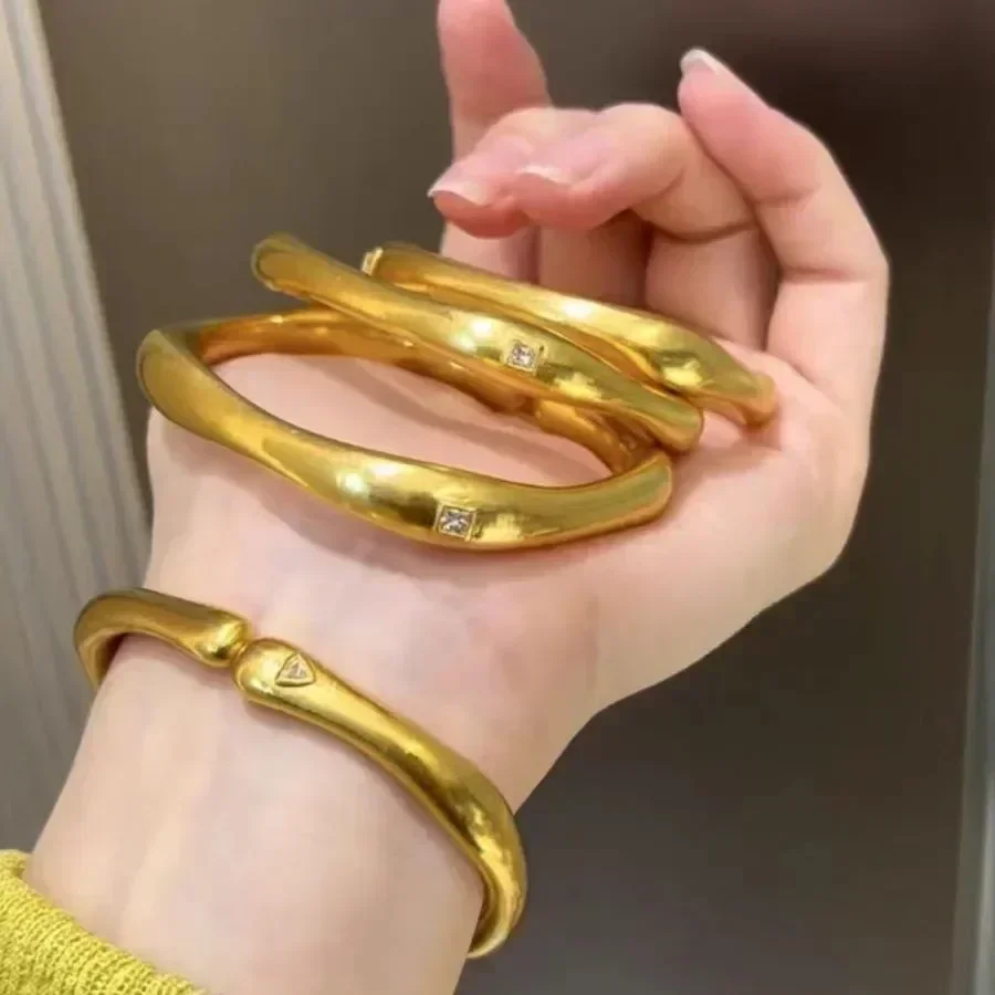 Eldorado Gold  9999 24K real gold ancient point drill horseshoe bracelet opening solid gold high-grade sense bracelet for women
