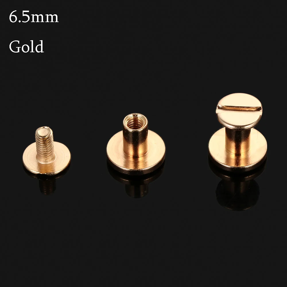 

10 pcs 5/6.5/8mm Luggage Craft Cloth Button Brass Nail Round Head Screws Strap Rivets Screw Solid Nail Bolt Leather Craft