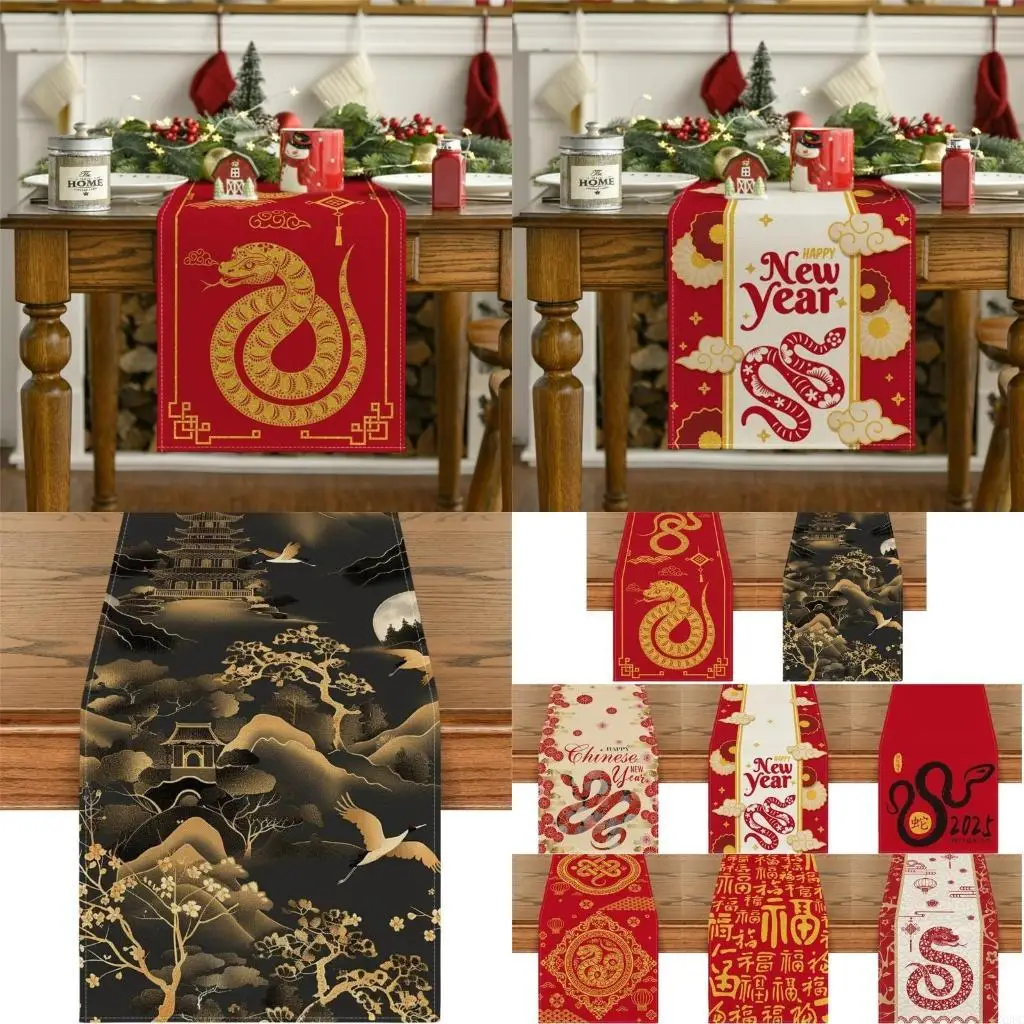 2025 Chinese New Years Snake Table Runner for Festives Kitchen Decoration X3UC