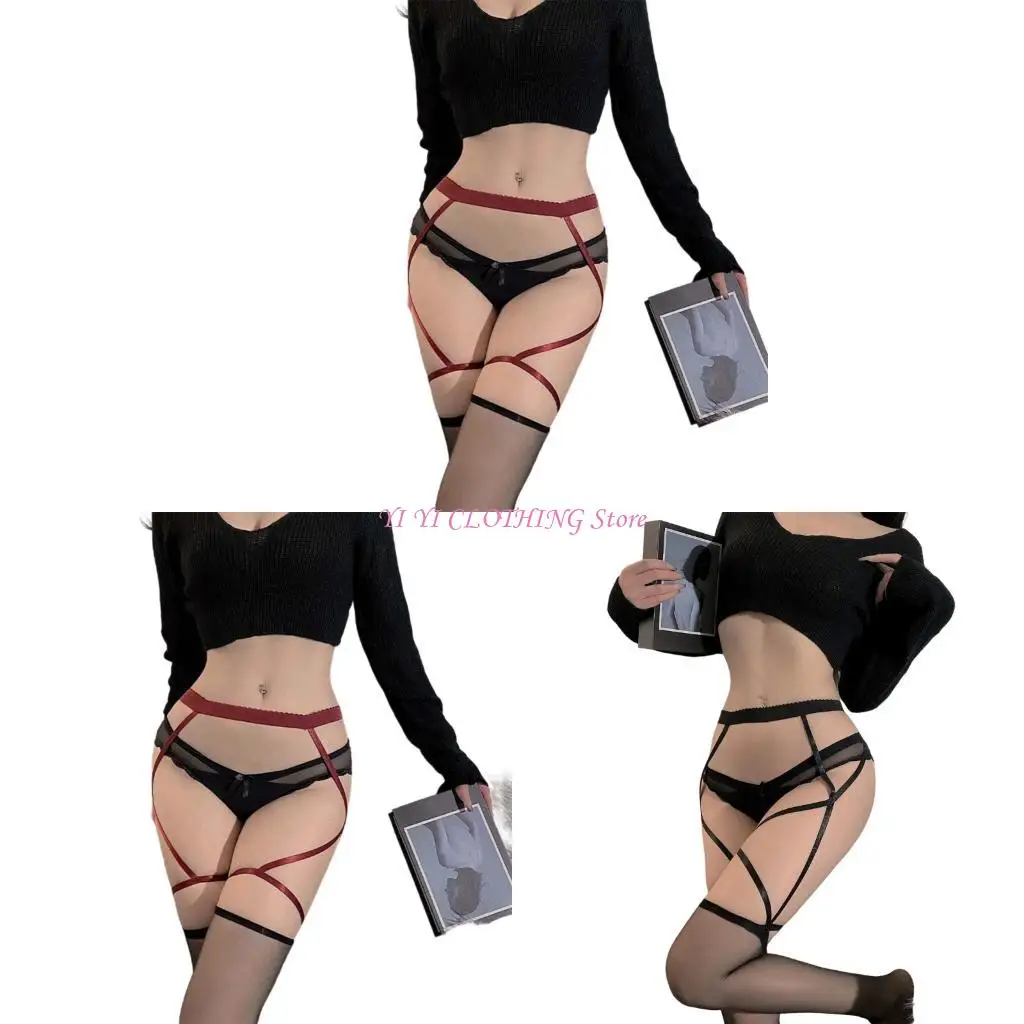 

N5KF Stay Up Suspender Tights with Garter Belt for Women Sheer Thigh High Pantyhose