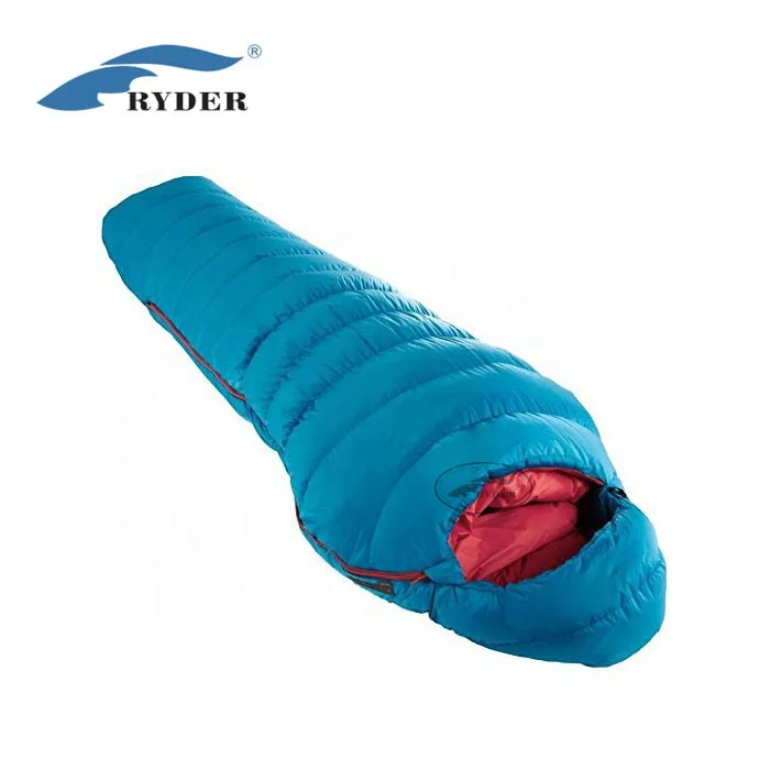 Innovation Winter Adult  Camping Adventure Compact Mummy Thermal Duck Down Sleeping Bag with Elastic Band that hugs body firm